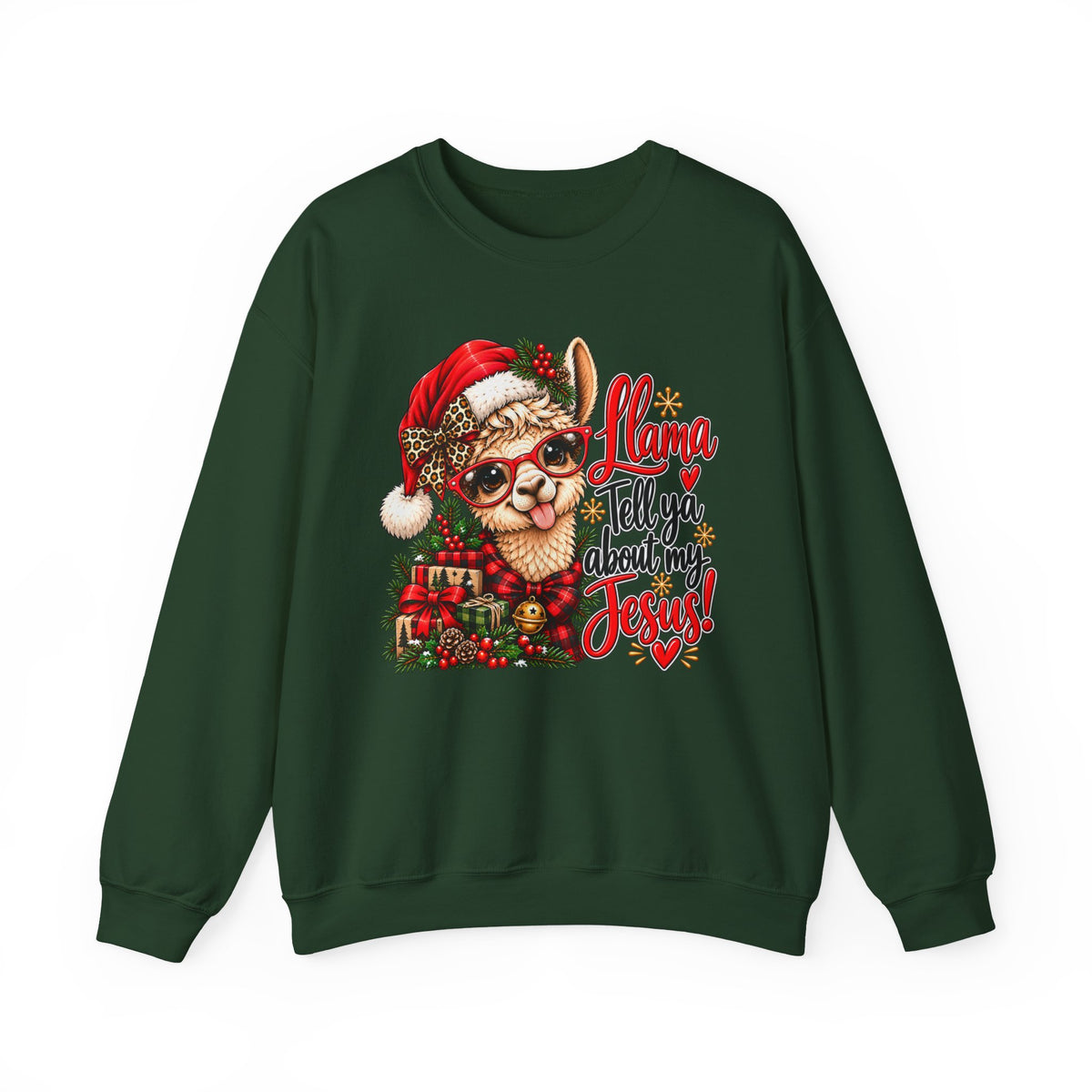 Llama Tell Ya About My Jesus Christmas Crewneck Sweatshirt