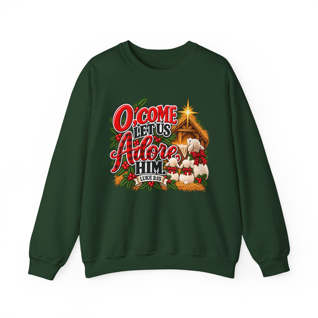 O Come Let Us Adore Him Christmas Crewneck Sweatshirt
