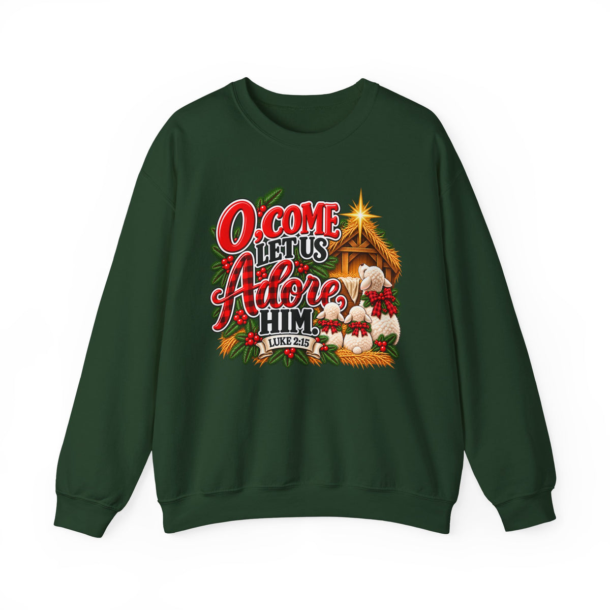 O Come Let Us Adore Him Christmas Crewneck Sweatshirt