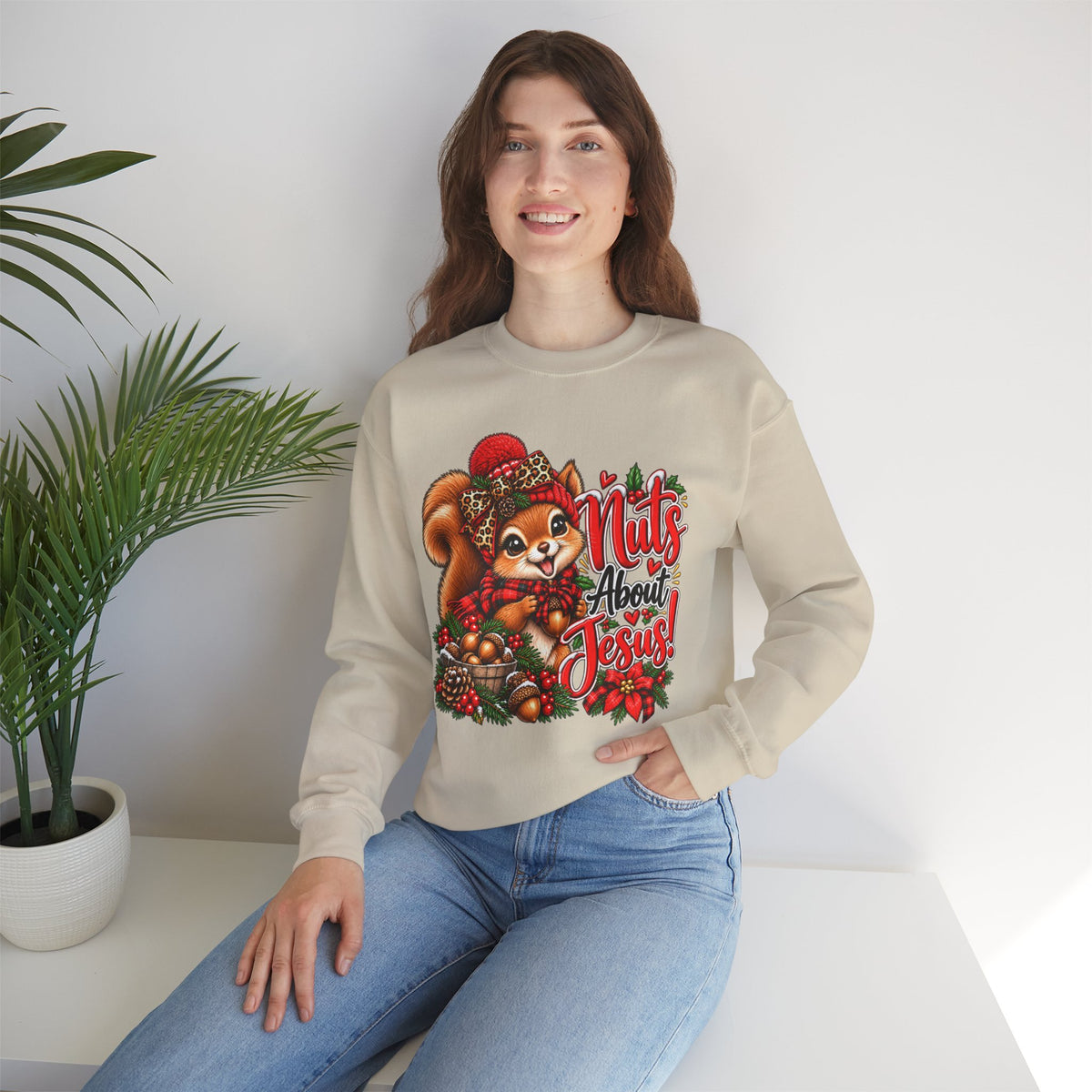 Nuts About Jesus Christmas Squirrel Sweatshirt