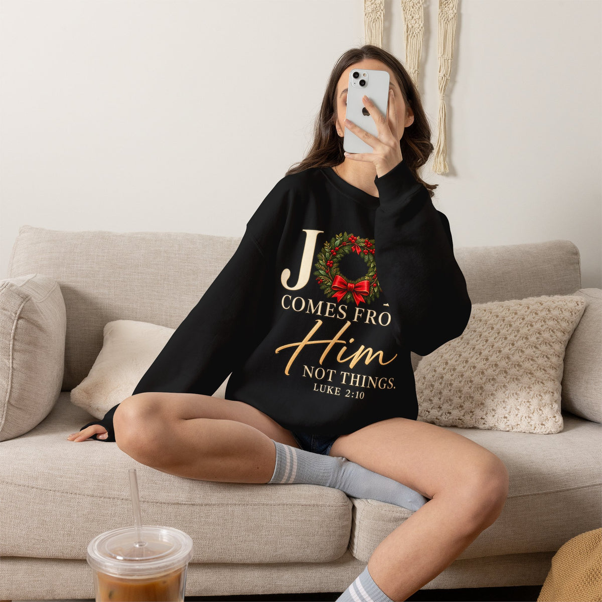 Joy Comes From Him Christmas Crewneck Sweatshirt