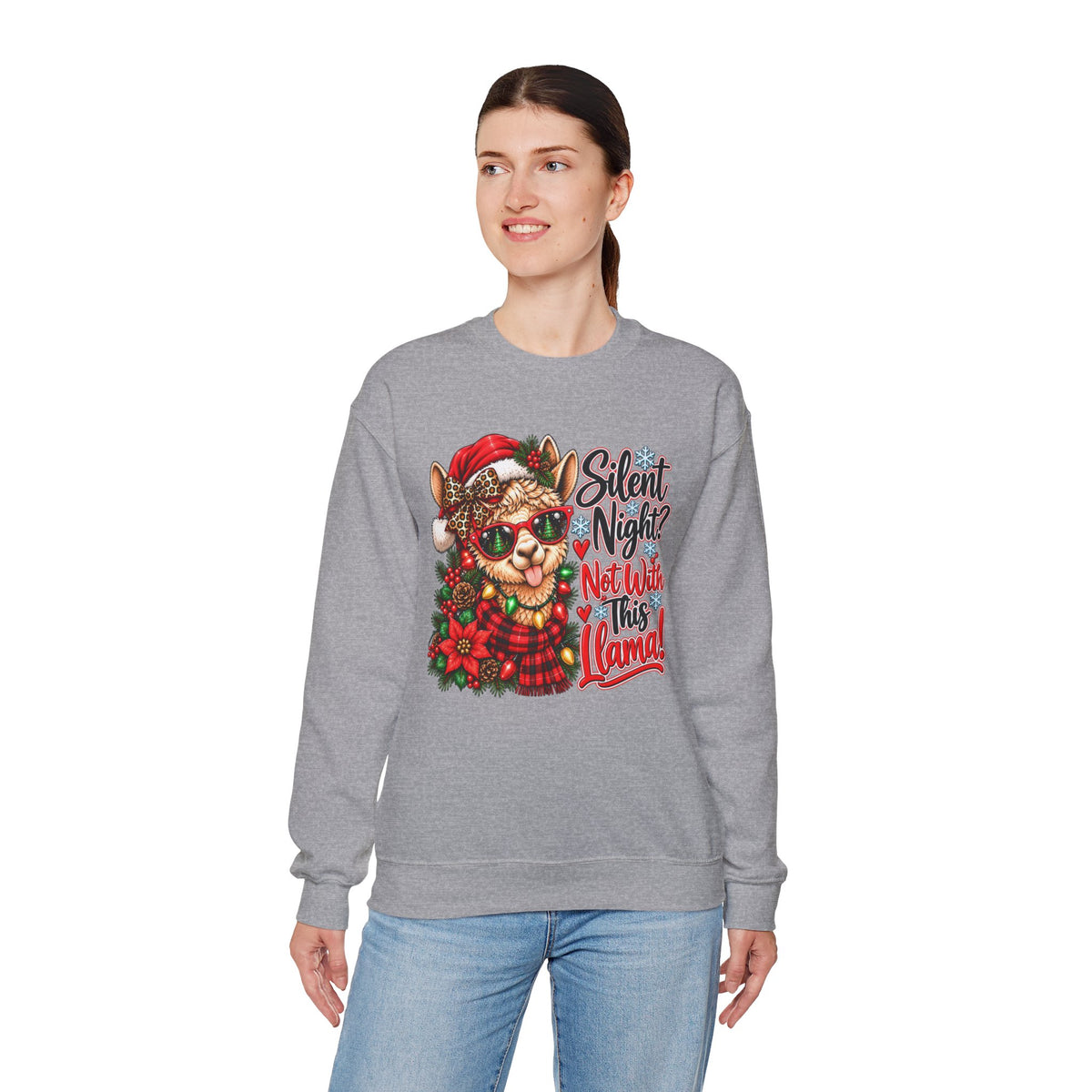 Silent Night Not With This Llama Christmas Crewneck Sweatshirt