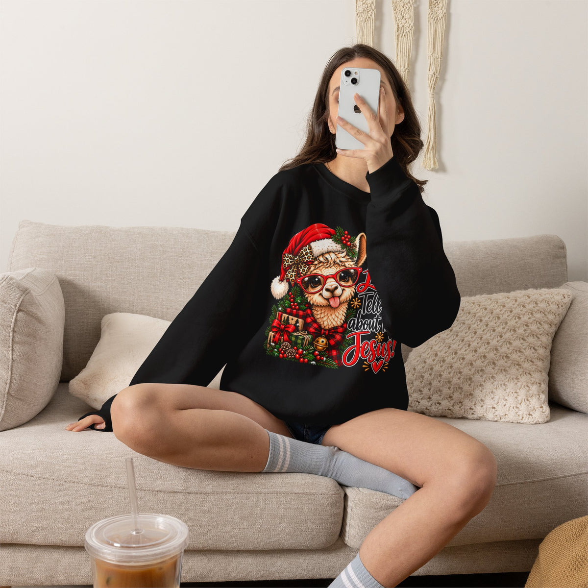 Llama Tell Ya About My Jesus Christmas Crewneck Sweatshirt