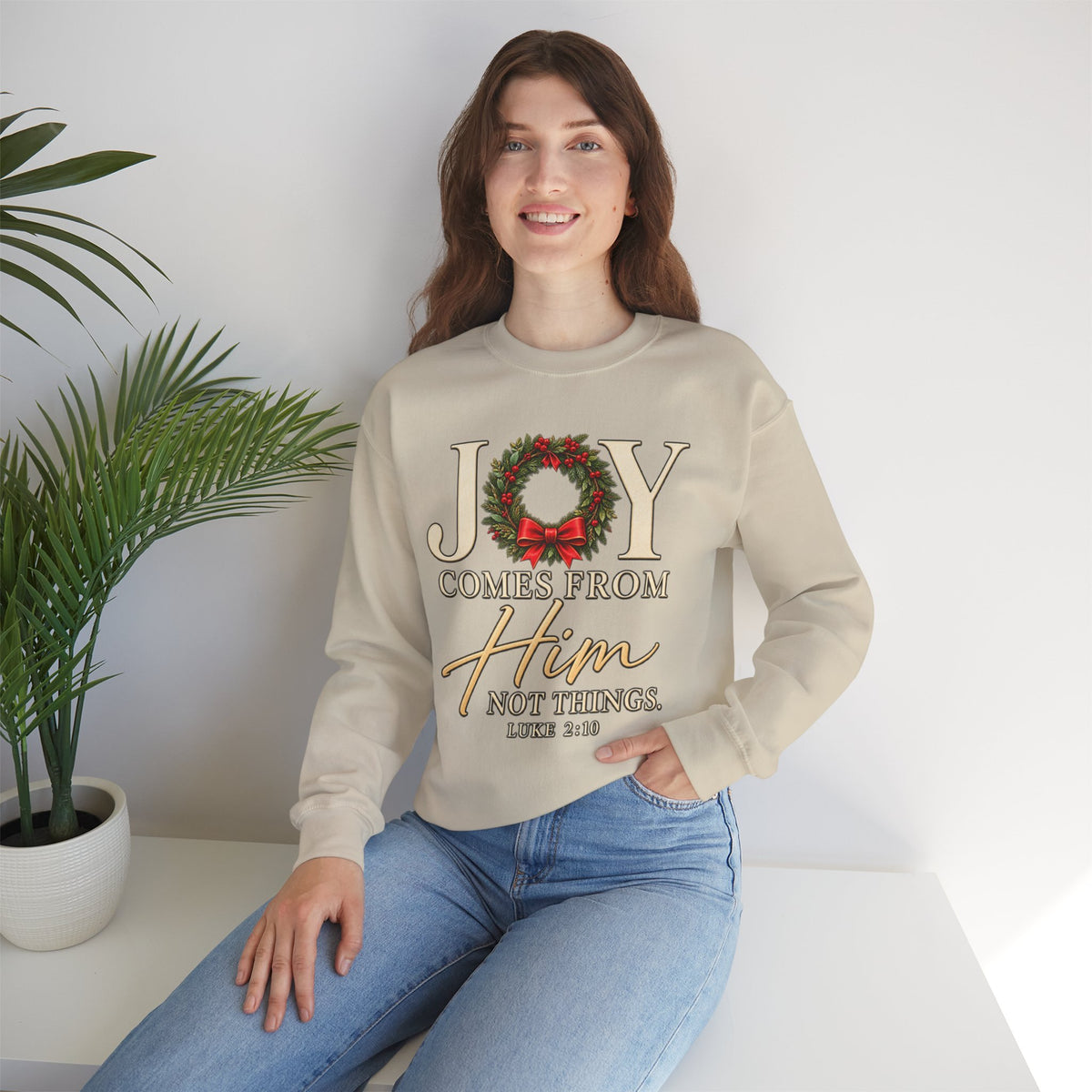 Joy Comes From Him Christmas Crewneck Sweatshirt