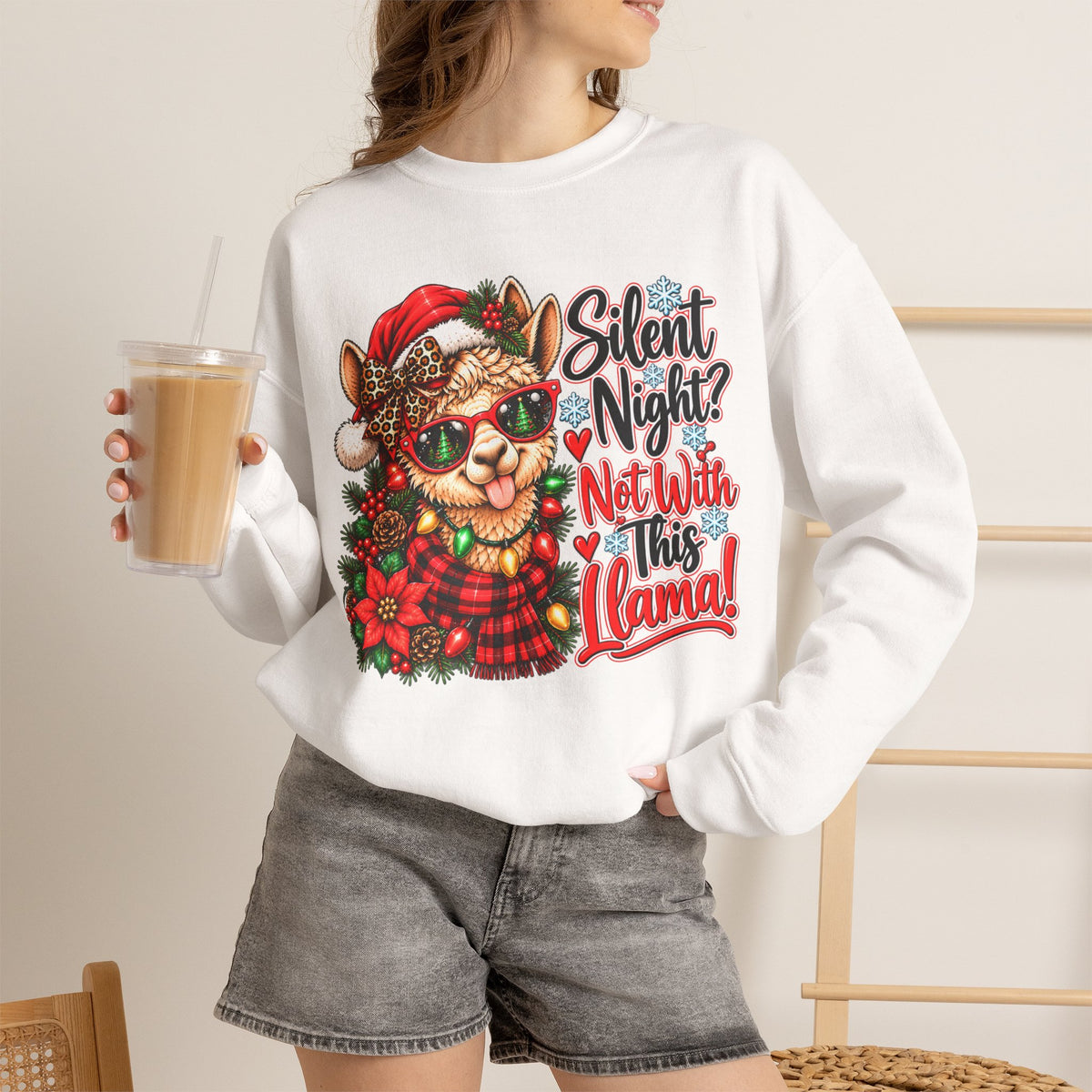Silent Night Not With This Llama Christmas Crewneck Sweatshirt