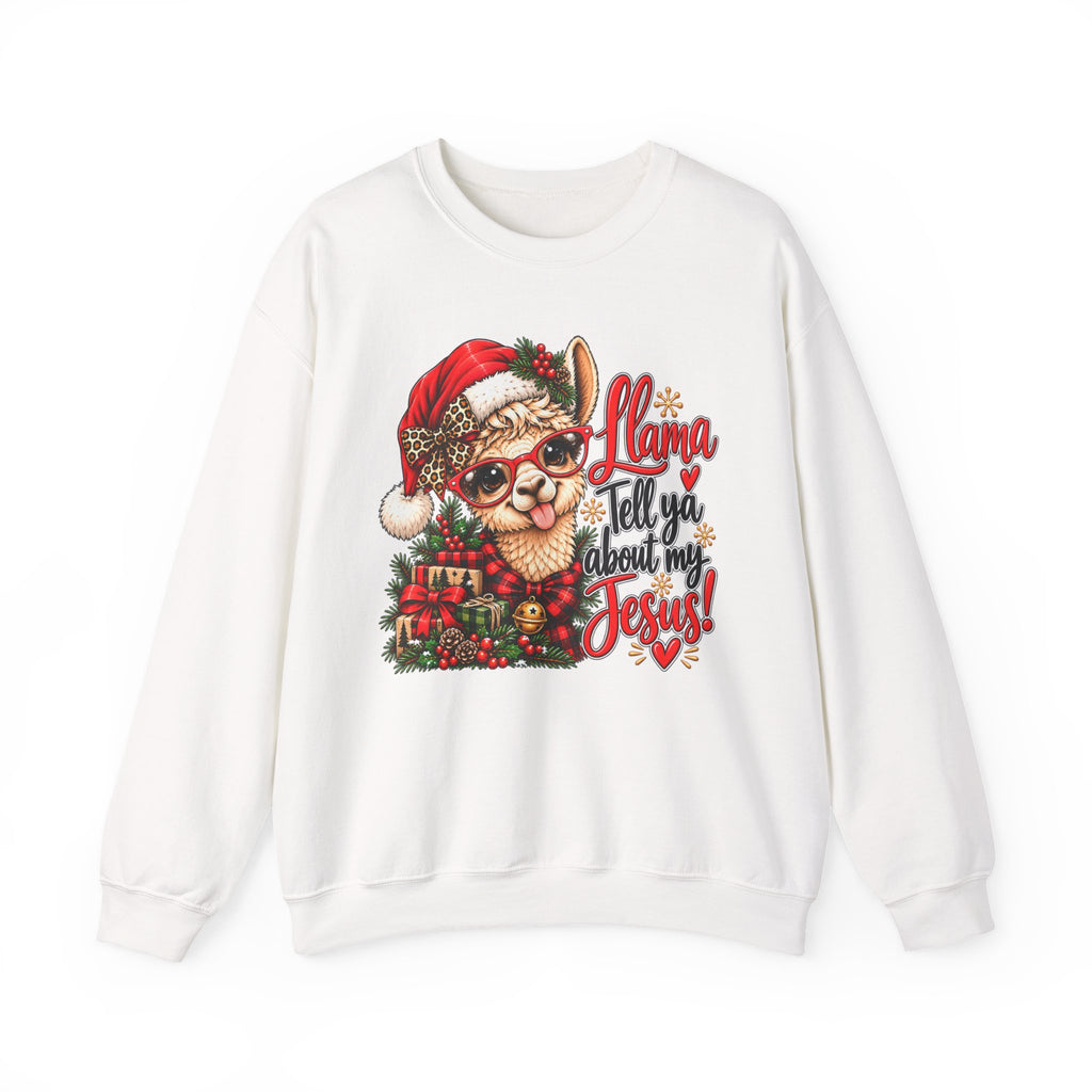 Llama Tell Ya About My Jesus Christmas Crewneck Sweatshirt