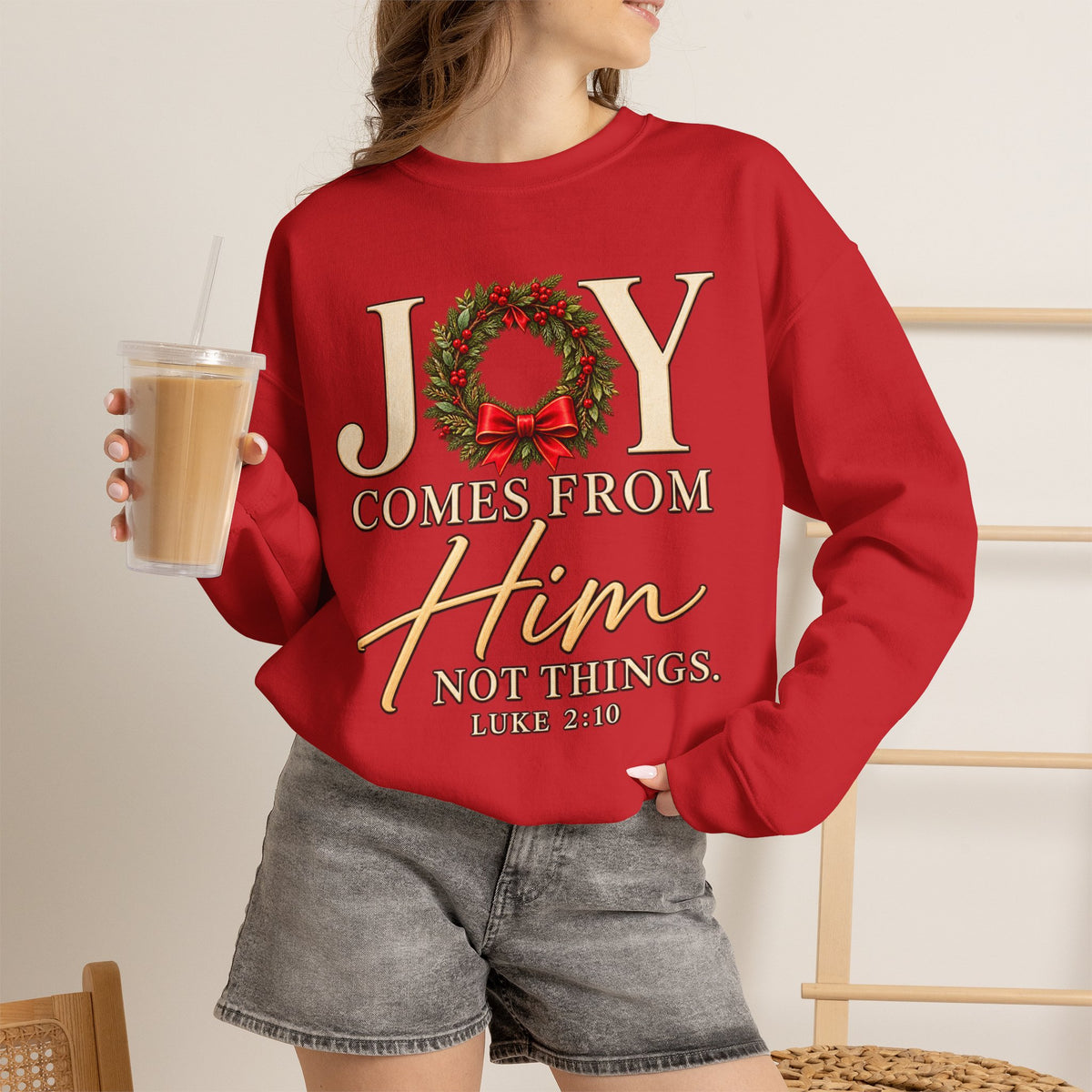 Joy Comes From Him Christmas Crewneck Sweatshirt