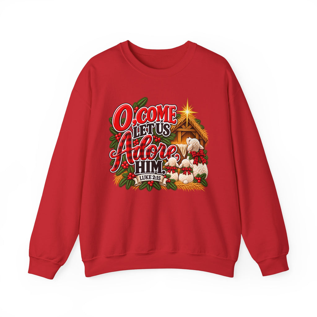 O Come Let Us Adore Him Christmas Crewneck Sweatshirt