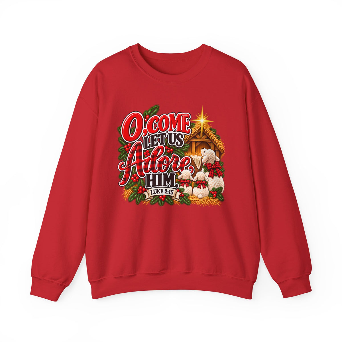 O Come Let Us Adore Him Christmas Crewneck Sweatshirt