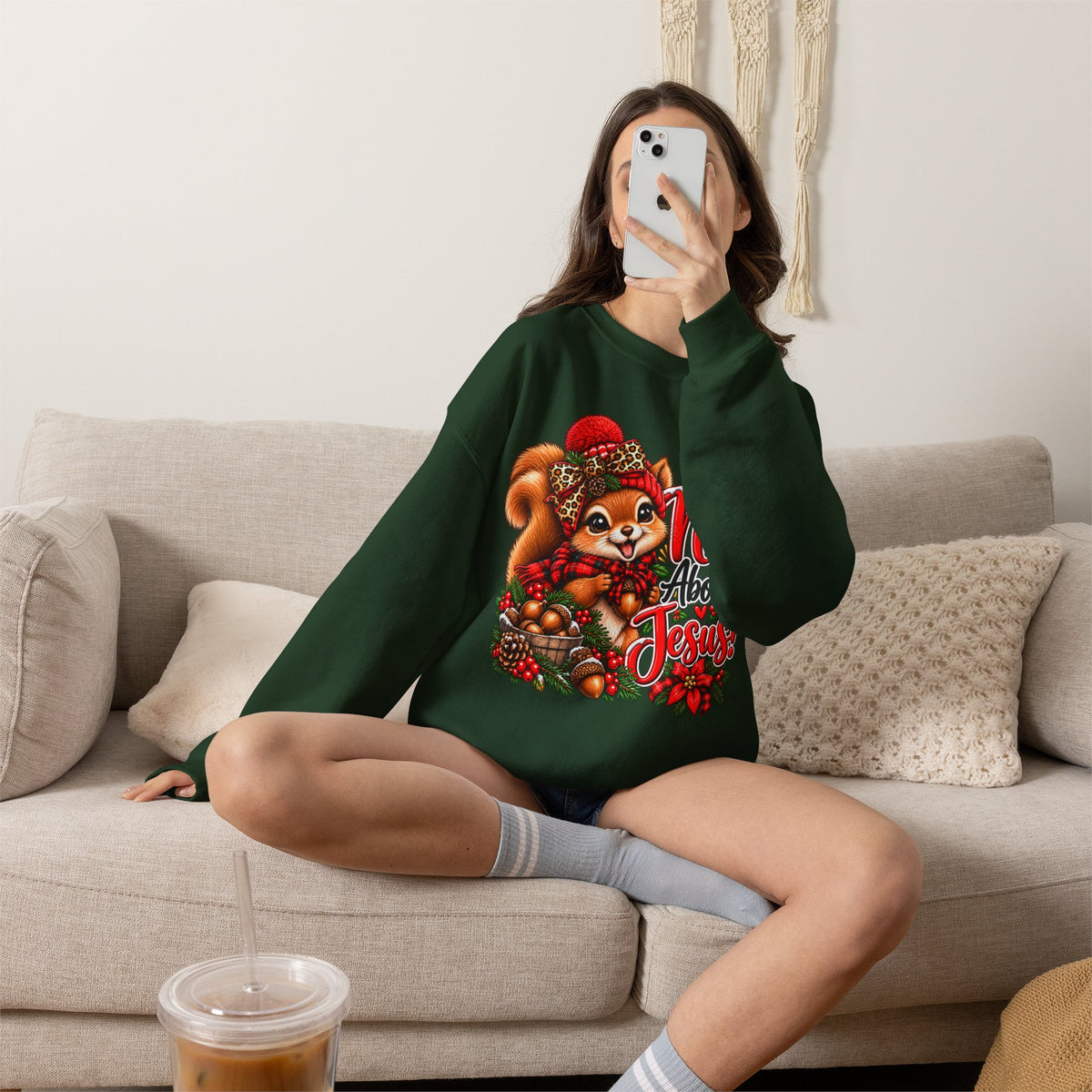 Nuts About Jesus Christmas Squirrel Sweatshirt