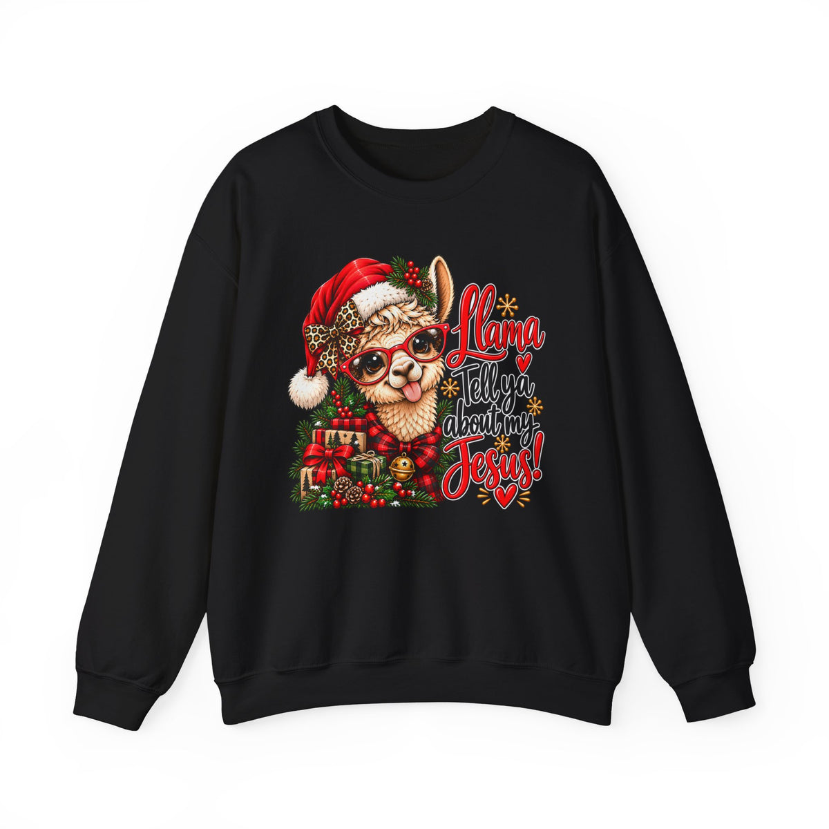 Llama Tell Ya About My Jesus Christmas Crewneck Sweatshirt
