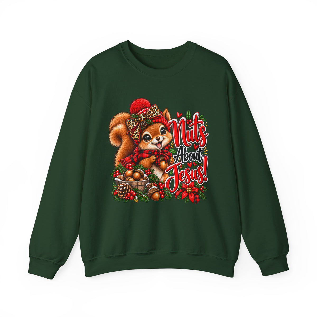Nuts About Jesus Christmas Squirrel Sweatshirt