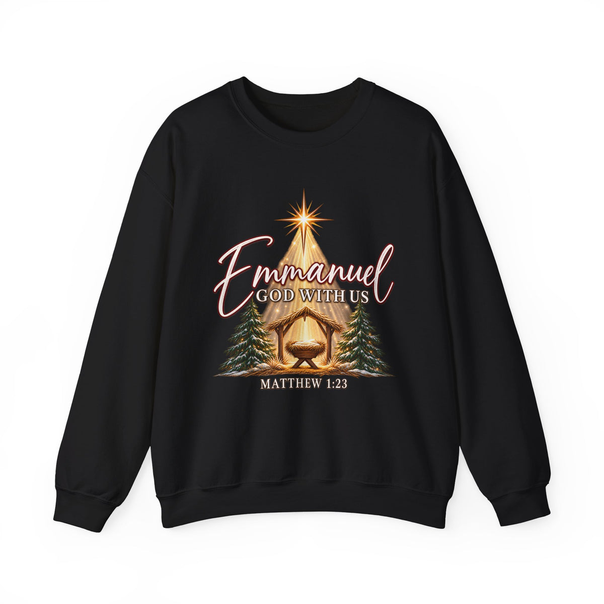 Emmanuel God With Us Christmas Sweatshirt – Matthew 1:23 Christian Crewneck