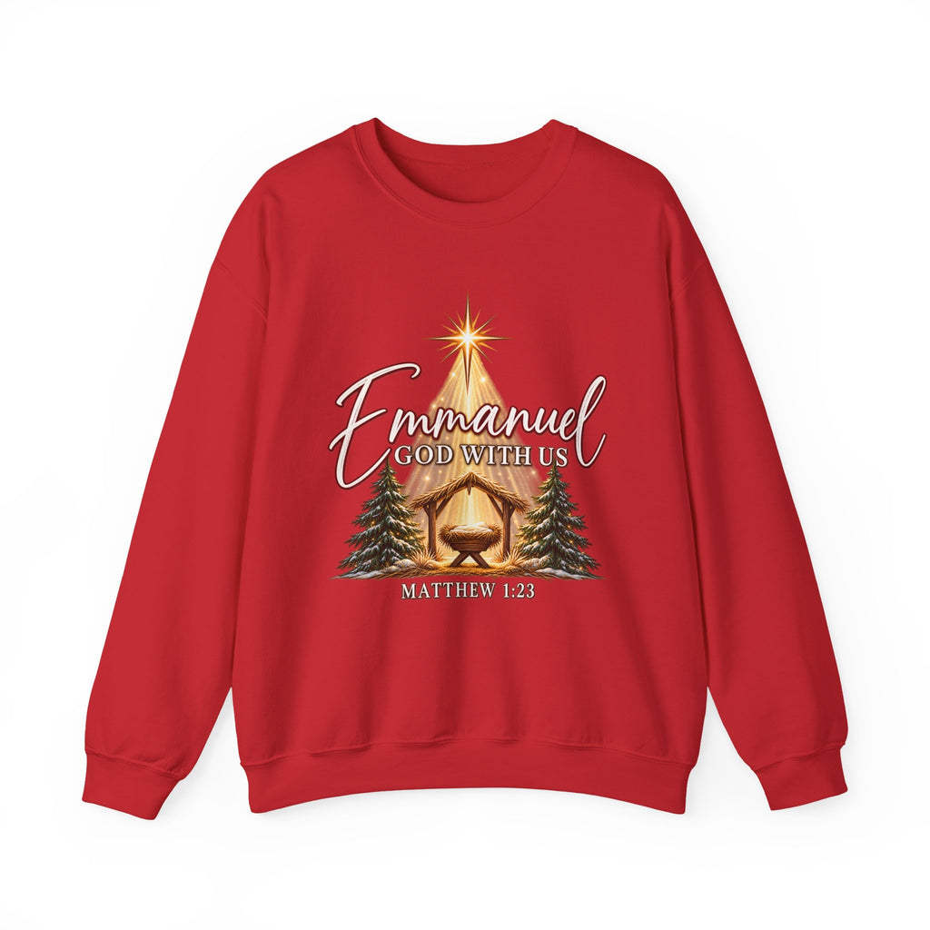 Emmanuel God With Us Christmas Sweatshirt – Matthew 1:23 Christian Crewneck