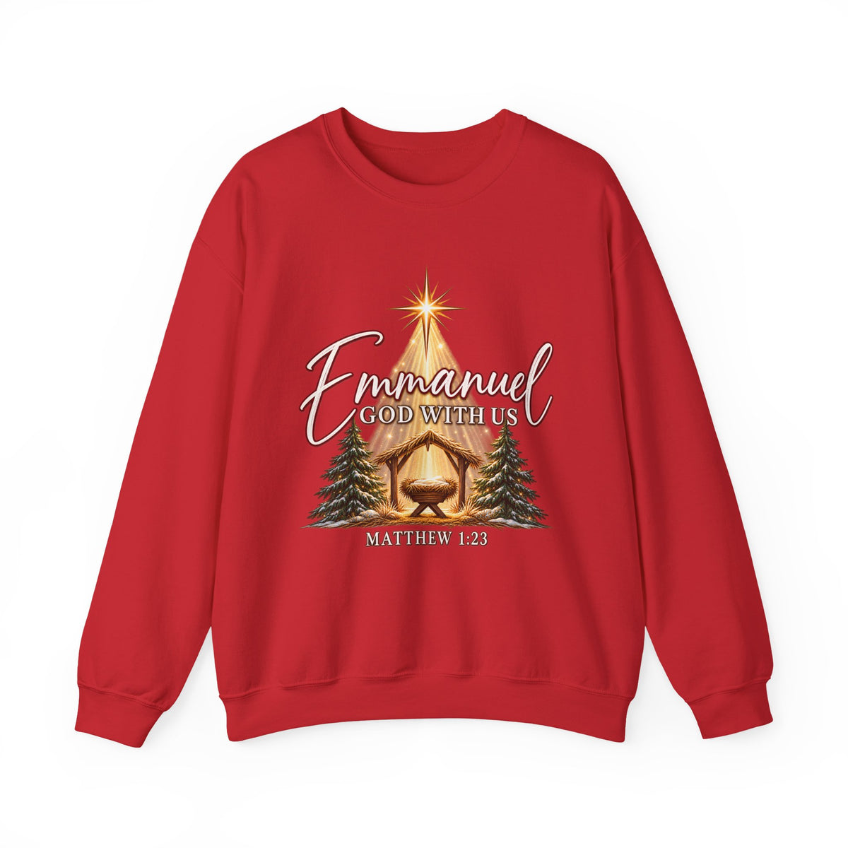 Emmanuel God With Us Christmas Sweatshirt – Matthew 1:23 Christian Crewneck