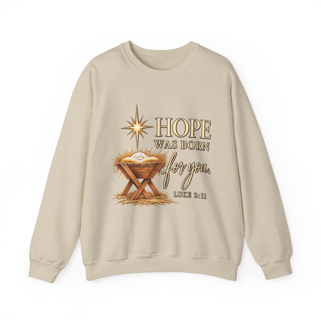 Hope Was Born for You Christian Christmas Crewneck Sweatshirt