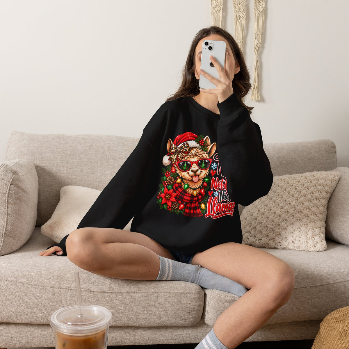Silent Night Not With This Llama Christmas Crewneck Sweatshirt