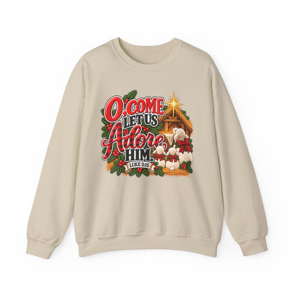 O Come Let Us Adore Him Christmas Crewneck Sweatshirt