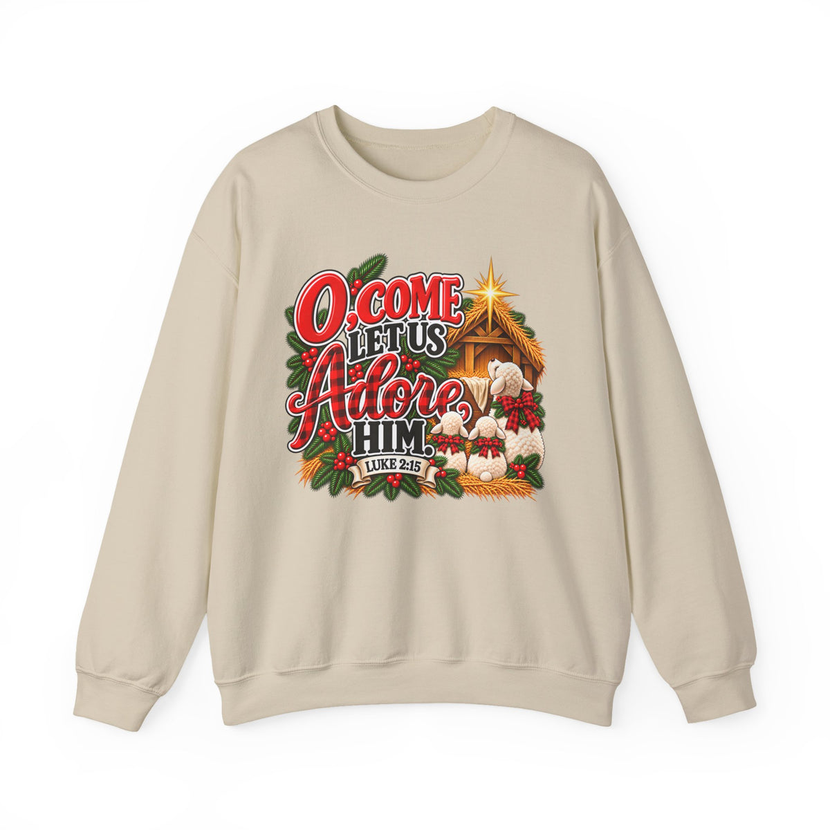 O Come Let Us Adore Him Christmas Crewneck Sweatshirt