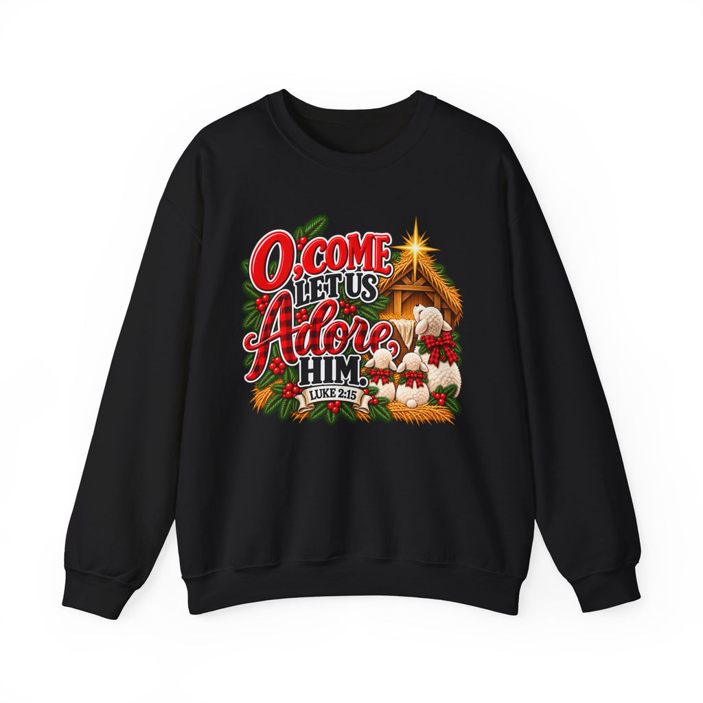 O Come Let Us Adore Him Christmas Crewneck Sweatshirt