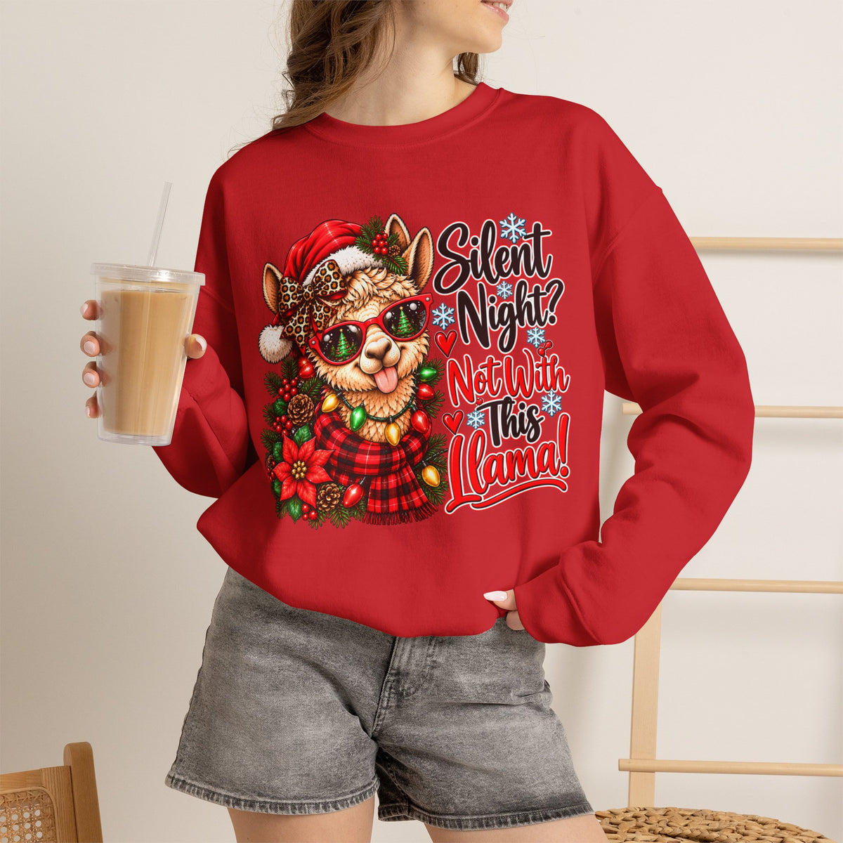 Silent Night Not With This Llama Christmas Crewneck Sweatshirt