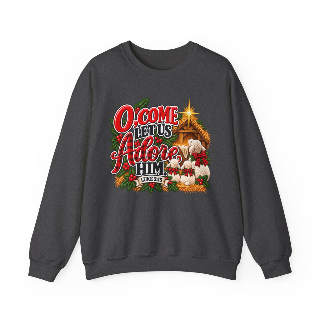 O Come Let Us Adore Him Christmas Crewneck Sweatshirt