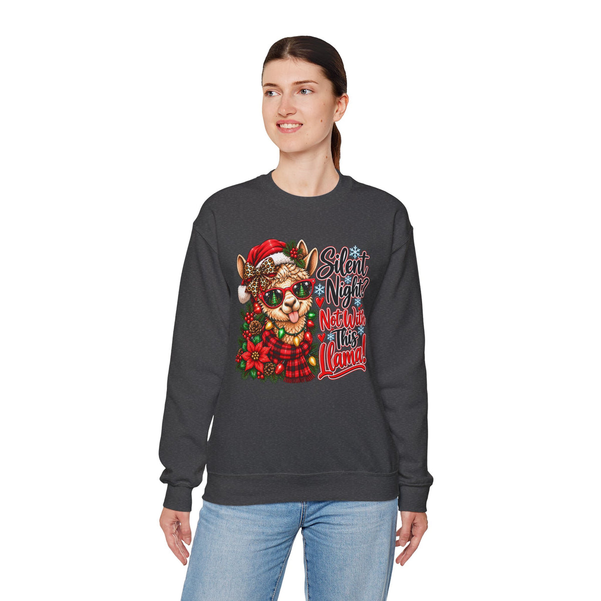 Silent Night Not With This Llama Christmas Crewneck Sweatshirt