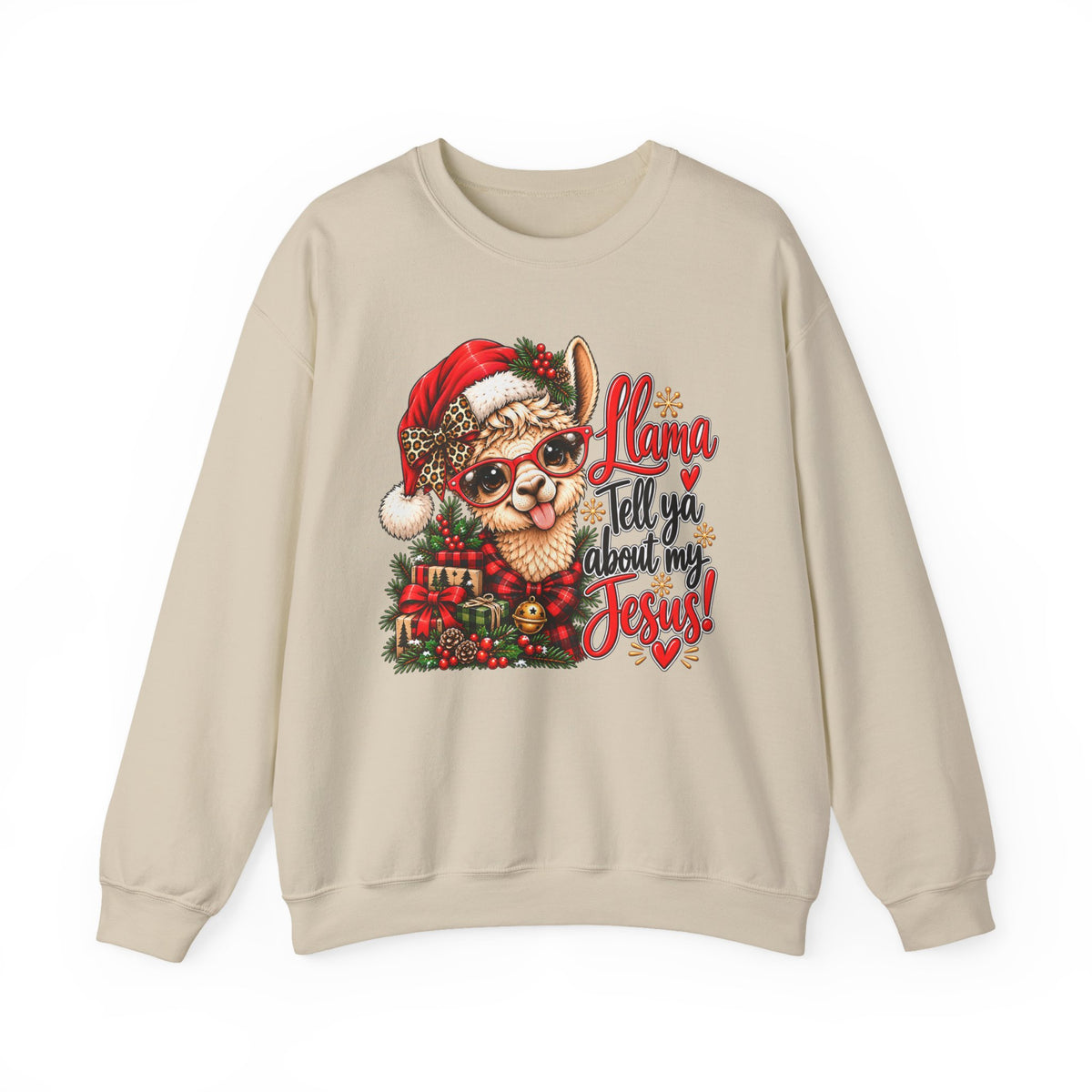 Llama Tell Ya About My Jesus Christmas Crewneck Sweatshirt