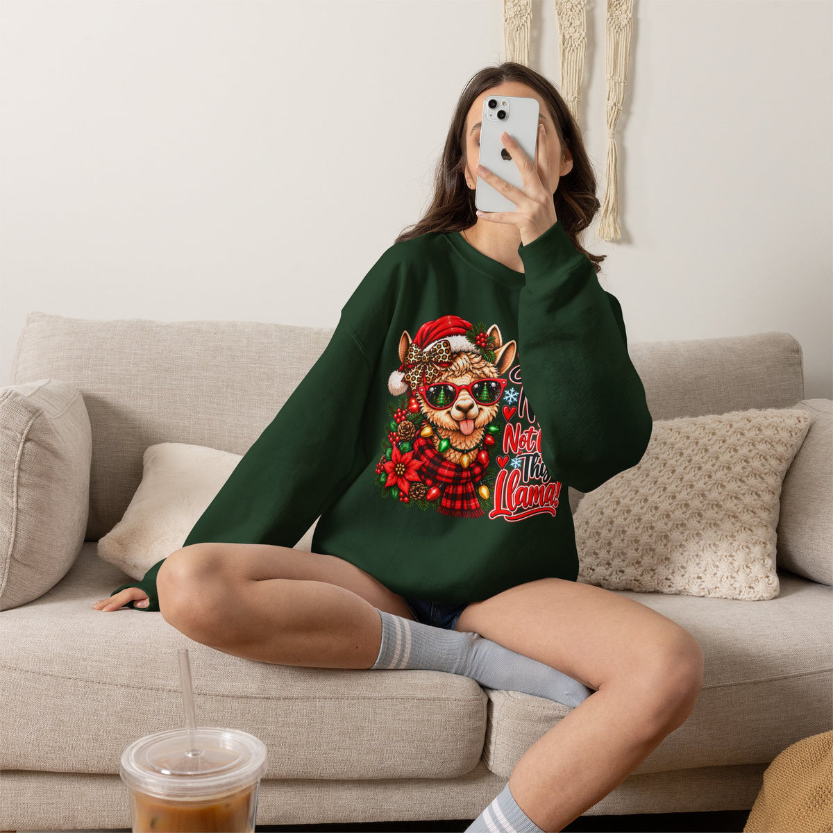 Silent Night Not With This Llama Christmas Crewneck Sweatshirt