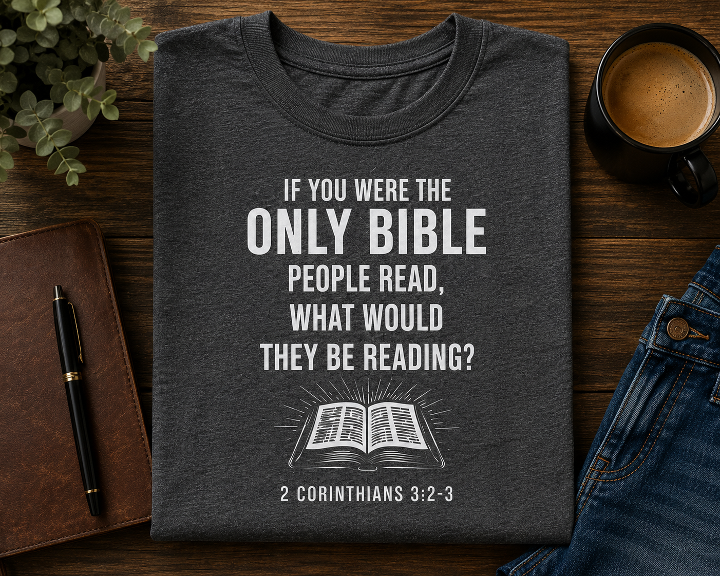 If you were the only Bible - W | Christian T-Shirt | 2 Corinthians 3:2-3