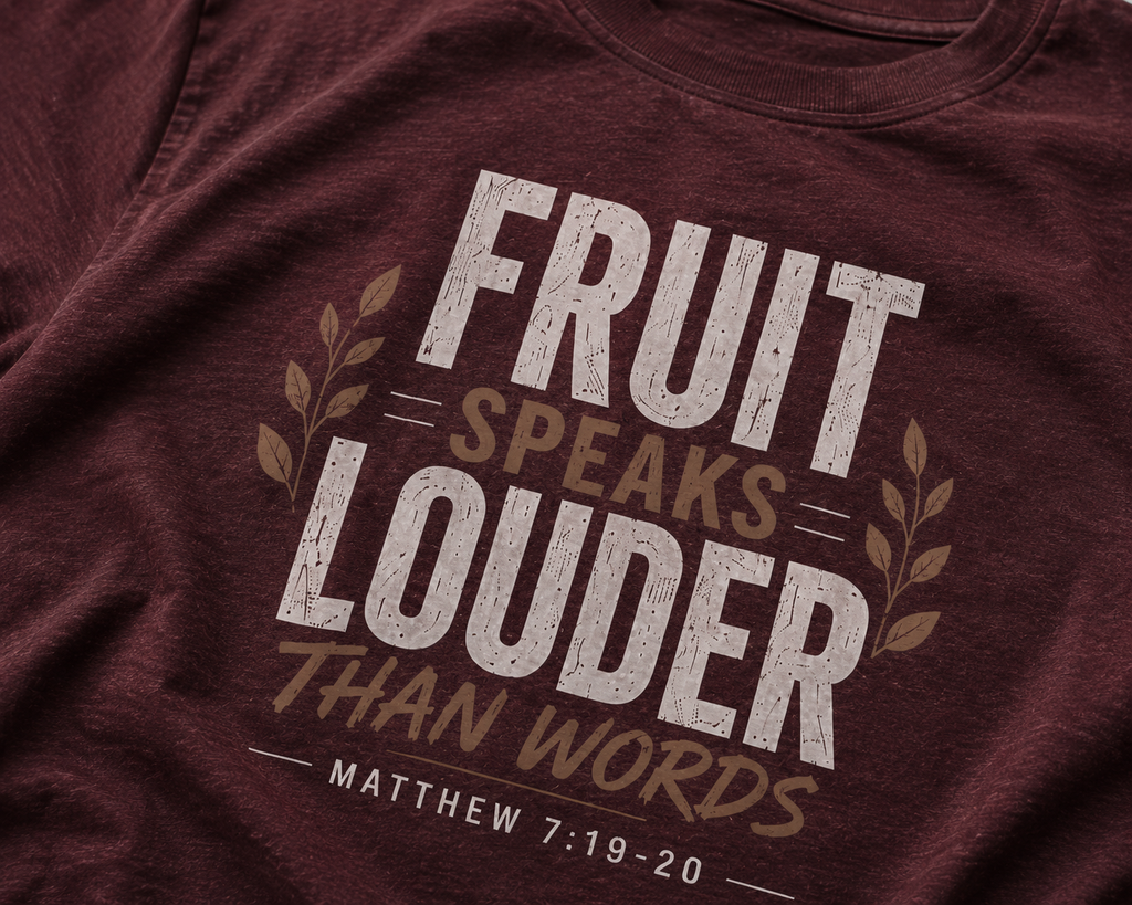 Fruit Speaks Louder Than Words | Christian T-Shirt | Matthew 7:19-20