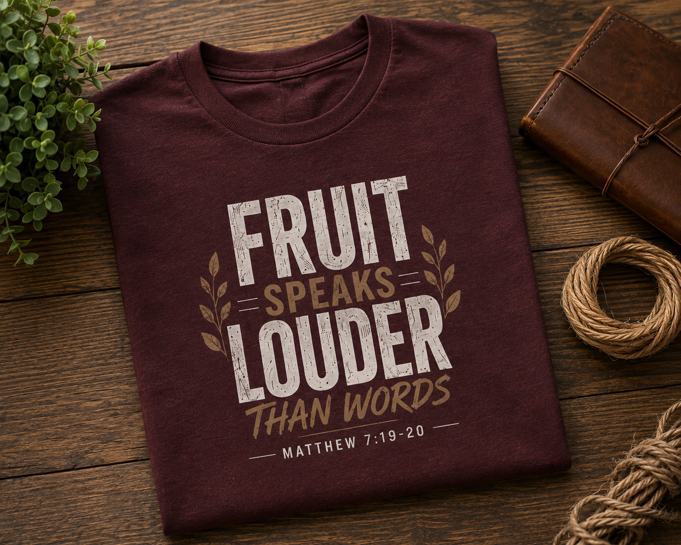 Fruit Speaks Louder Than Words | Christian T-Shirt | Matthew 7:19-20