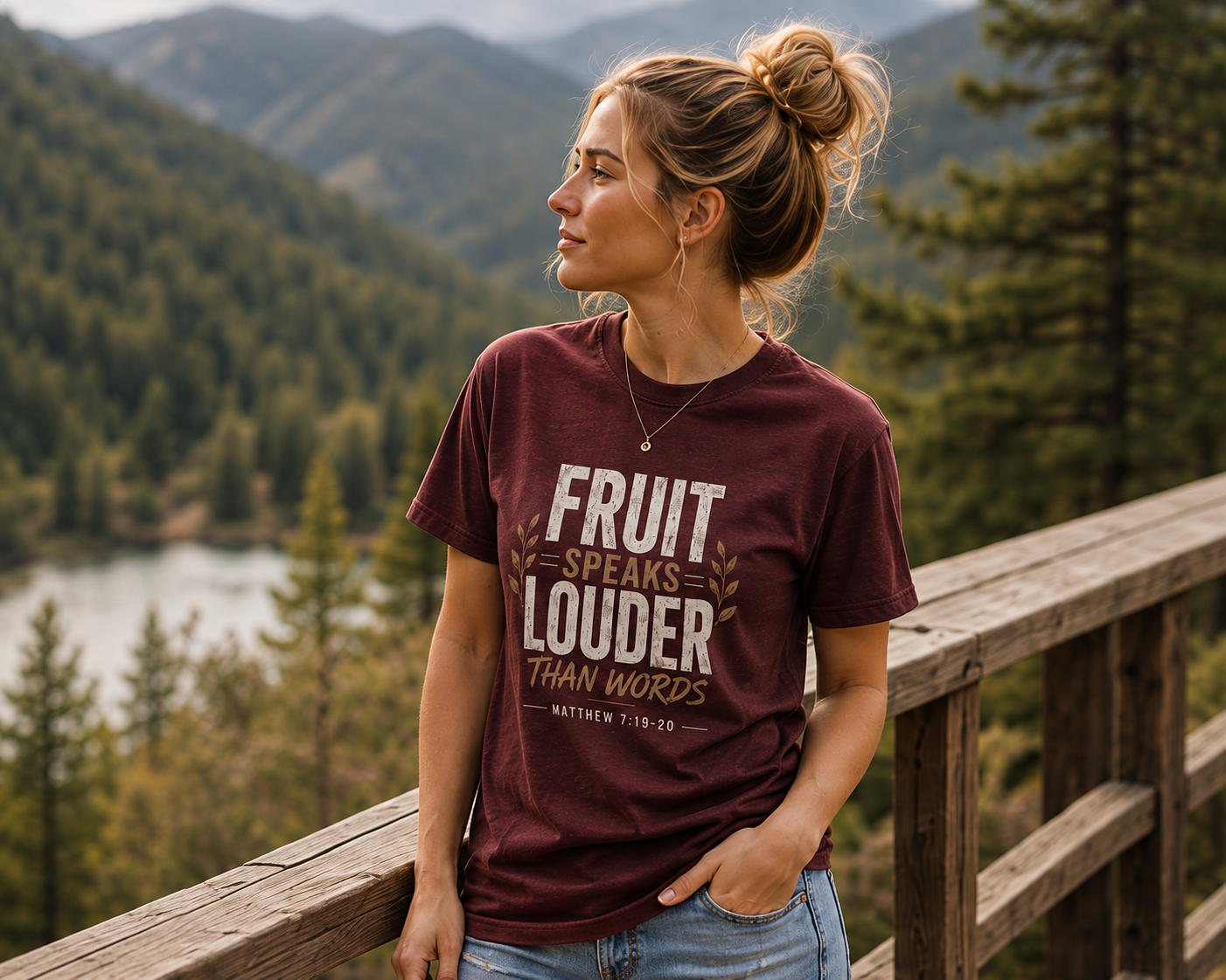 Fruit Speaks Louder Than Words | Christian T-Shirt | Matthew 7:19-20