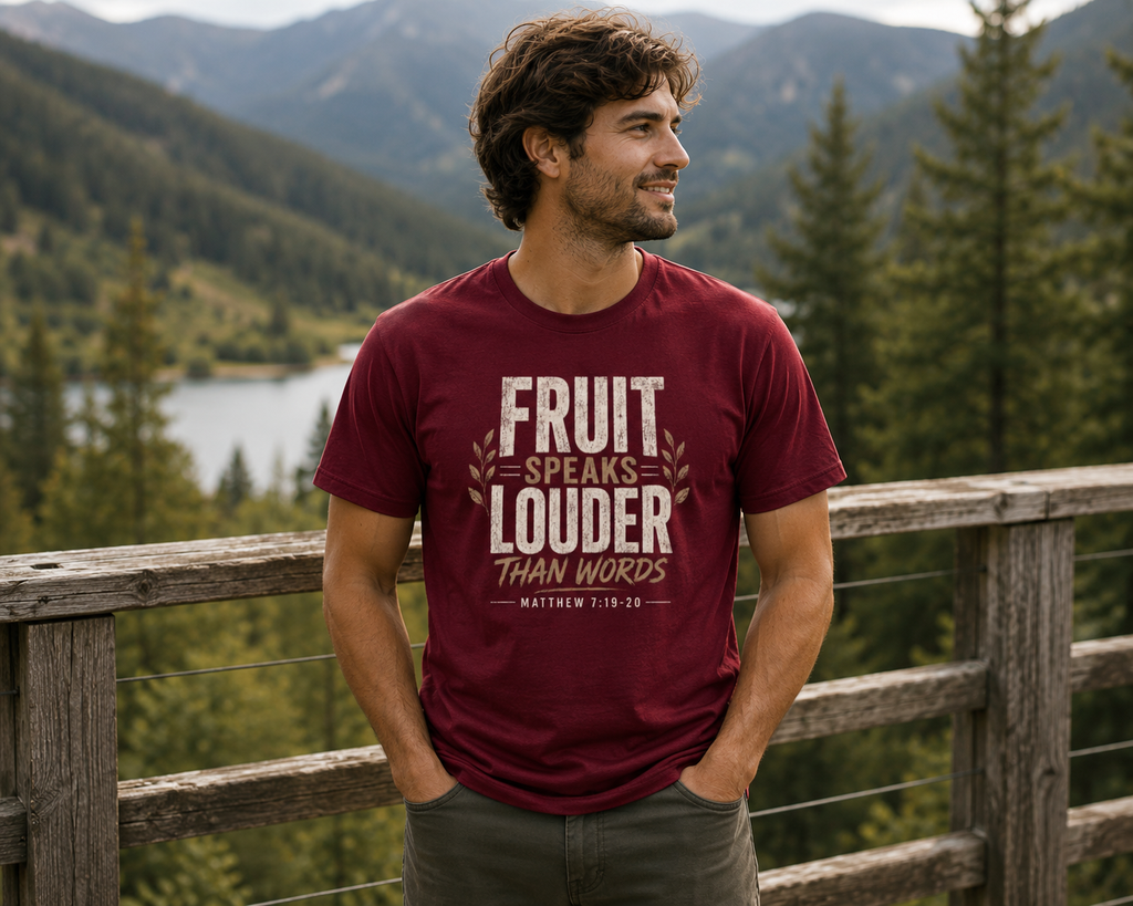 Fruit Speaks Louder Than Words | Christian T-Shirt | Matthew 7:19-20