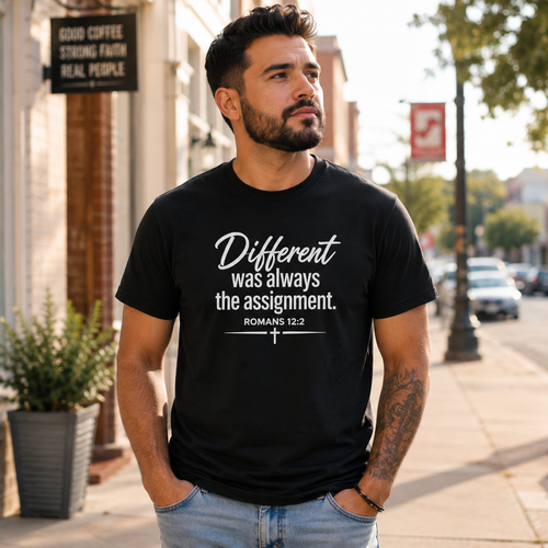 Different Was Always The Assignment | Christian T-Shirt -W | Romans 12:2