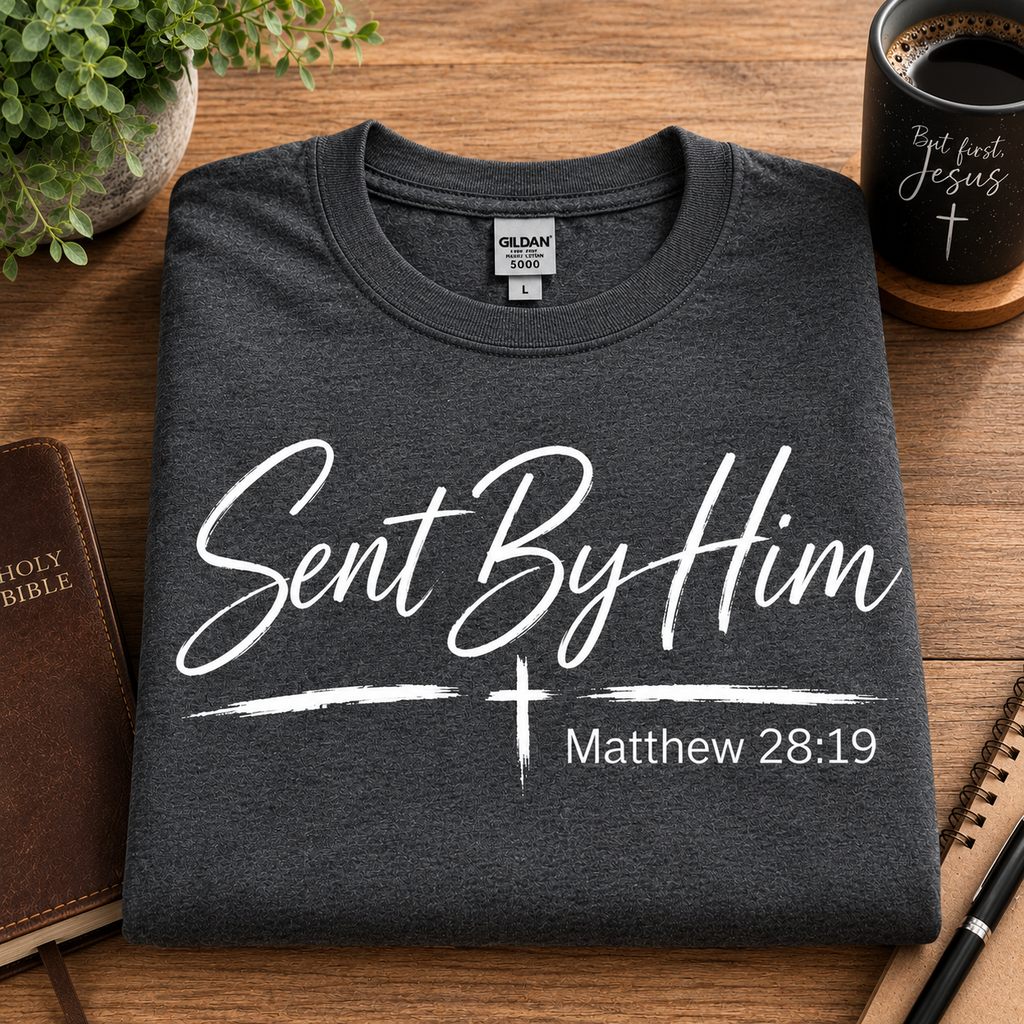 Sent By Him | Christian T-Shirt - W | Matthew 28:19