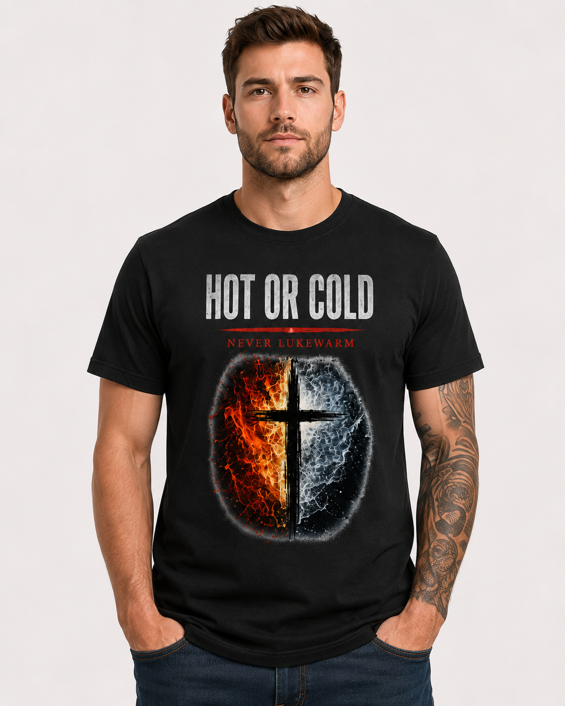 Hot or Cold - Never Lukewarm | Christian T-Shirt - W | Revelation 3:15-16