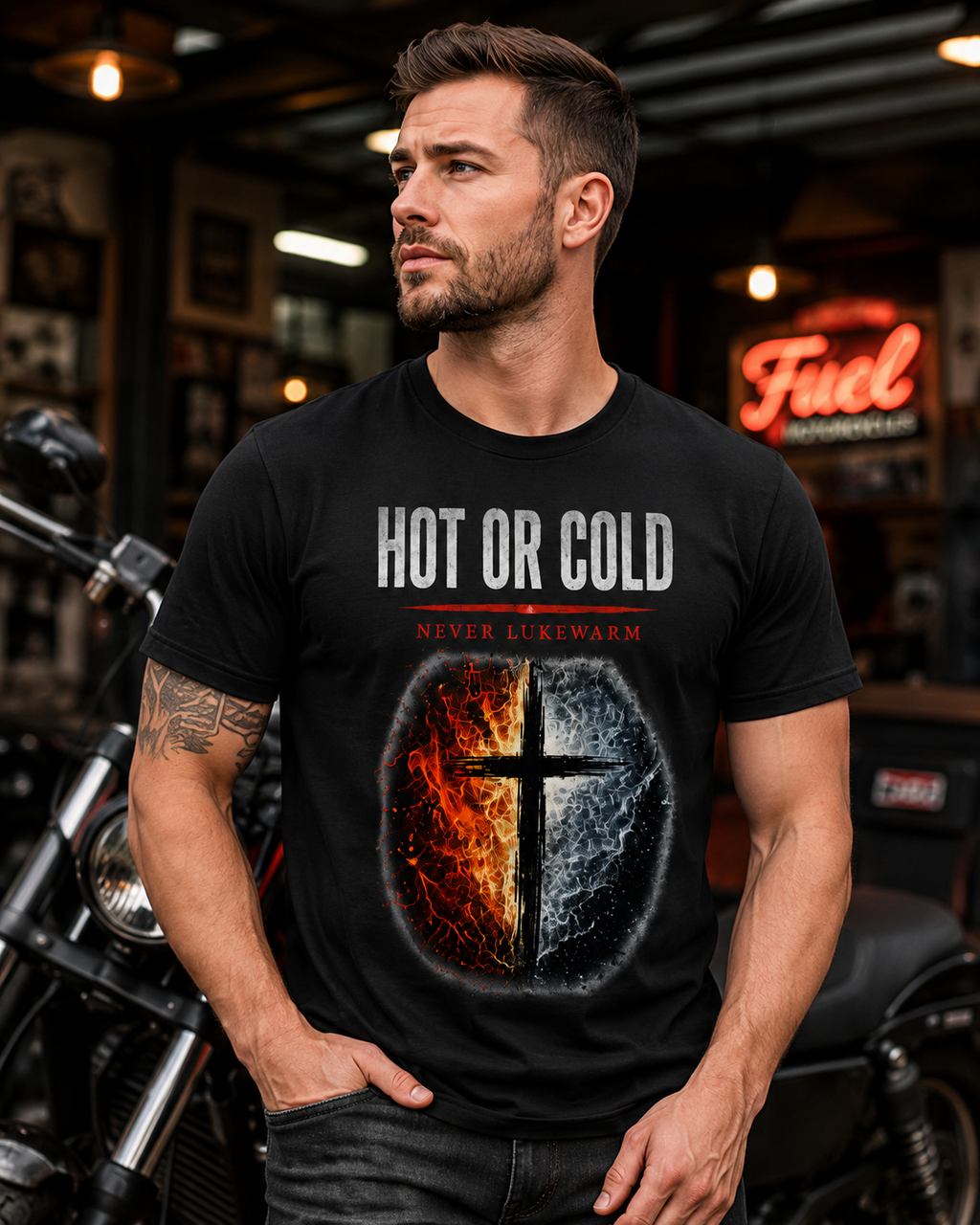 Hot or Cold - Never Lukewarm | Christian T-Shirt - W | Revelation 3:15-16