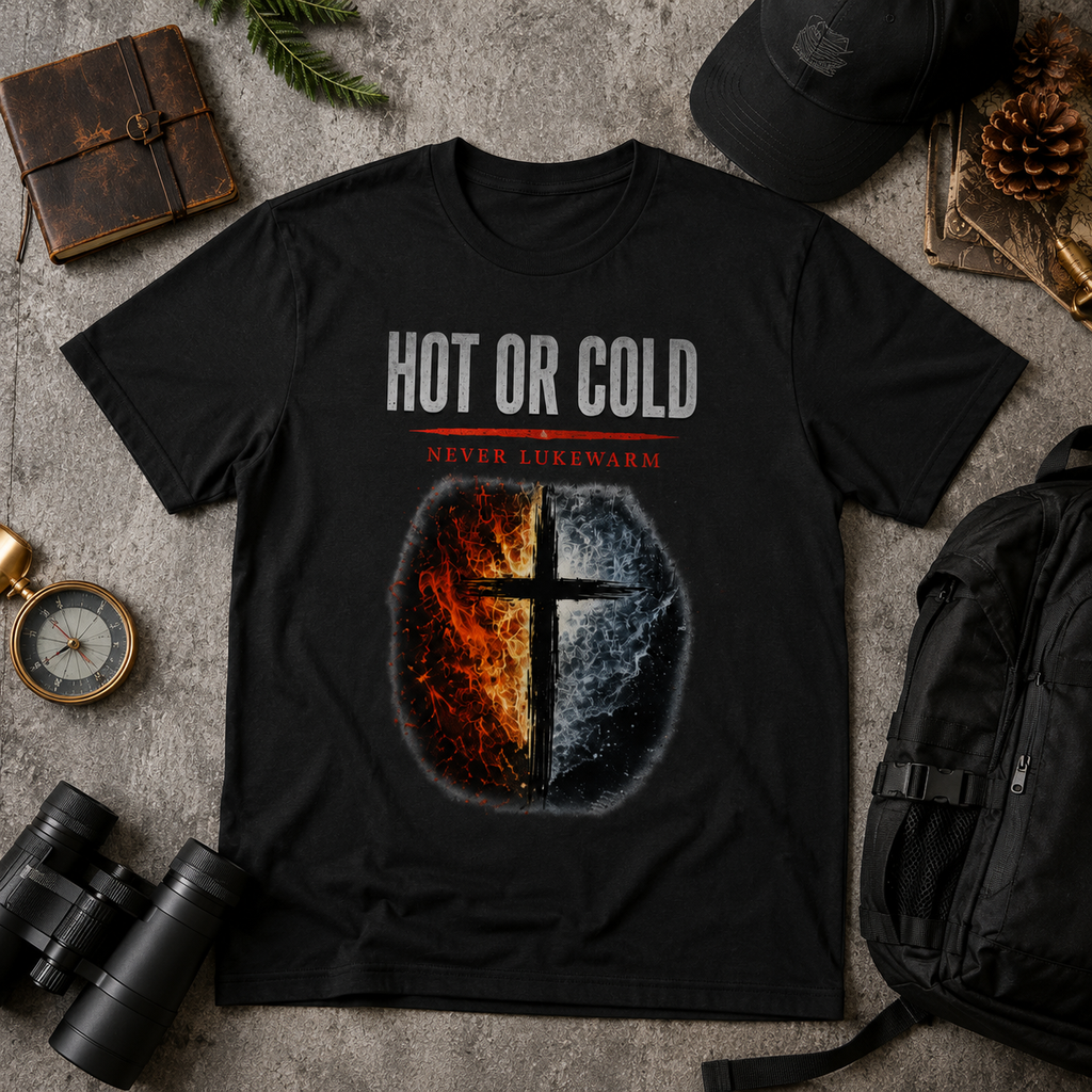 Hot or Cold - Never Lukewarm | Christian T-Shirt - W | Revelation 3:15-16