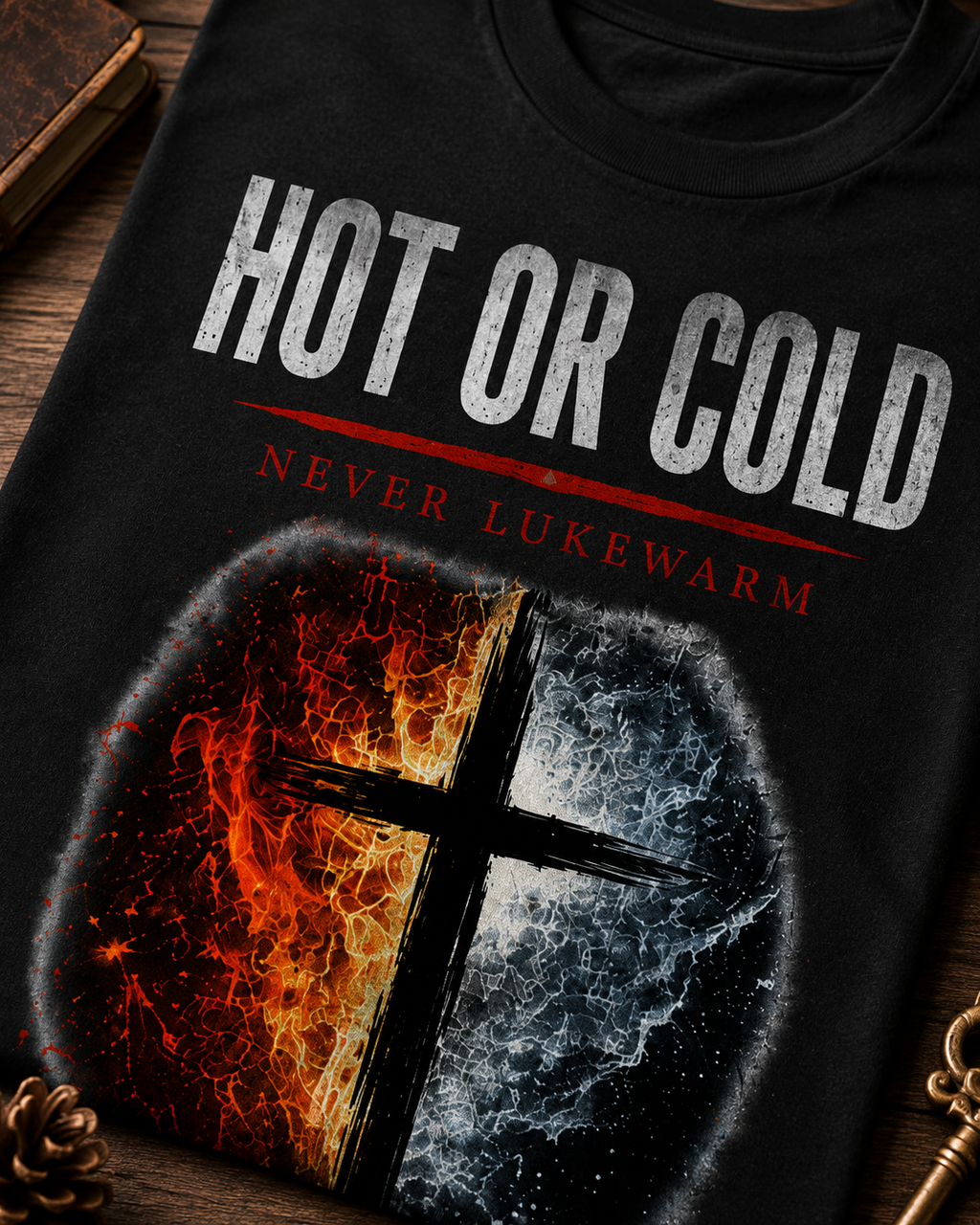 Hot or Cold - Never Lukewarm | Christian T-Shirt - W | Revelation 3:15-16