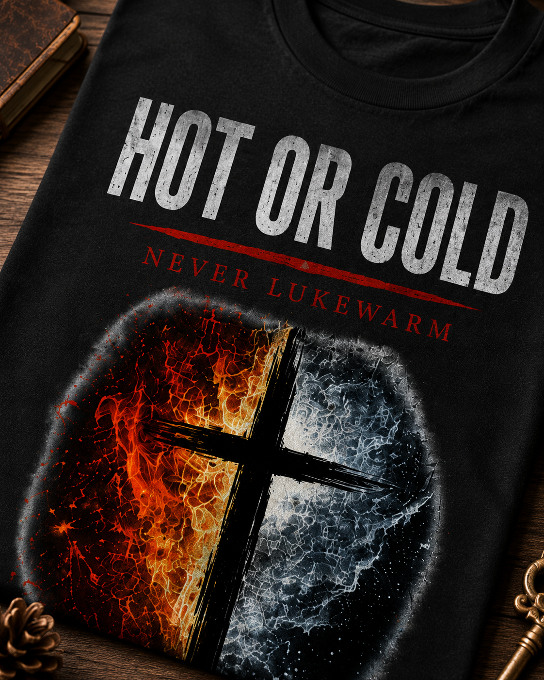 Hot or Cold - Never Lukewarm | Christian T-Shirt - W | Revelation 3:15-16