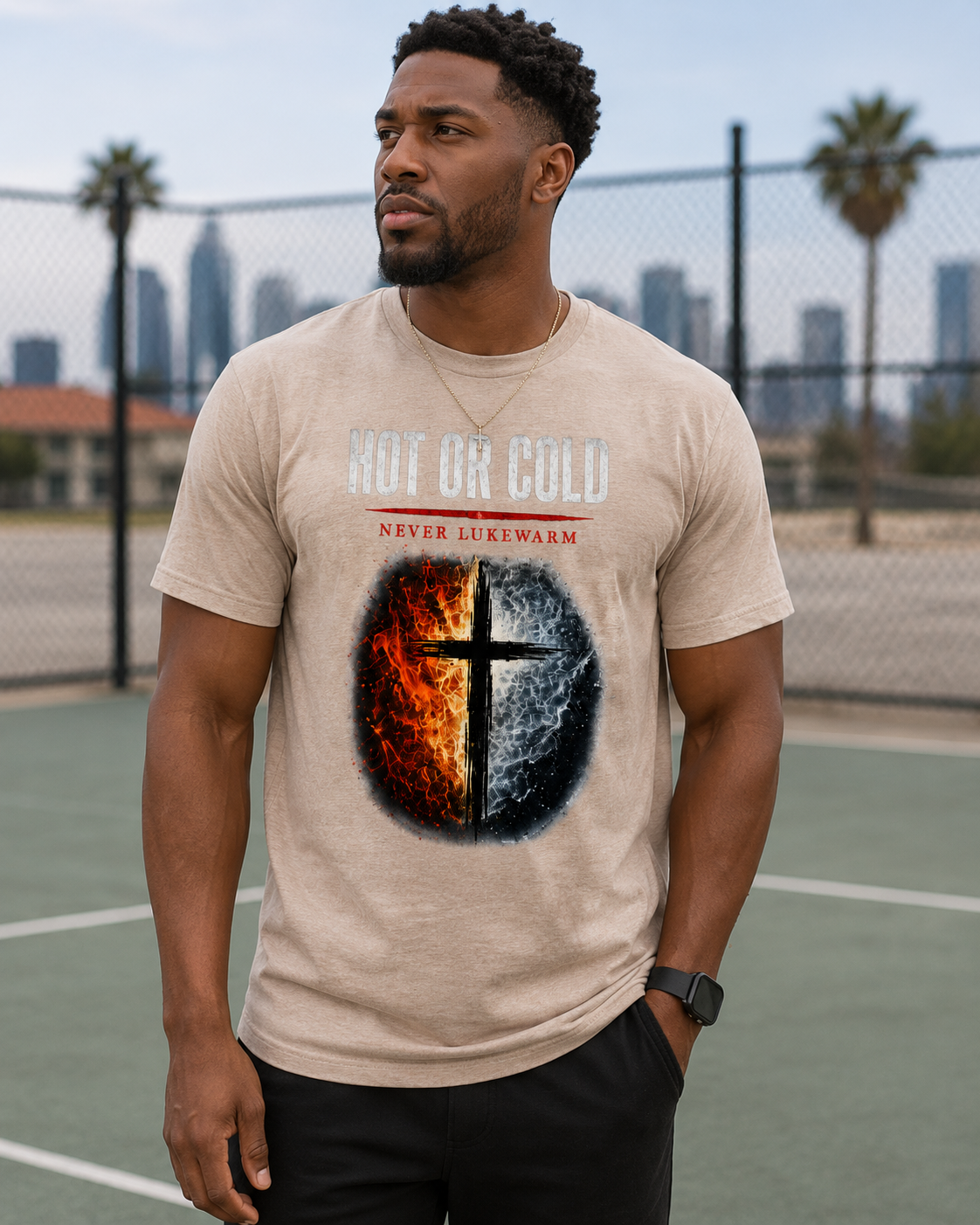 Hot or Cold - Never Lukewarm | Christian T-Shirt - W | Revelation 3:15-16