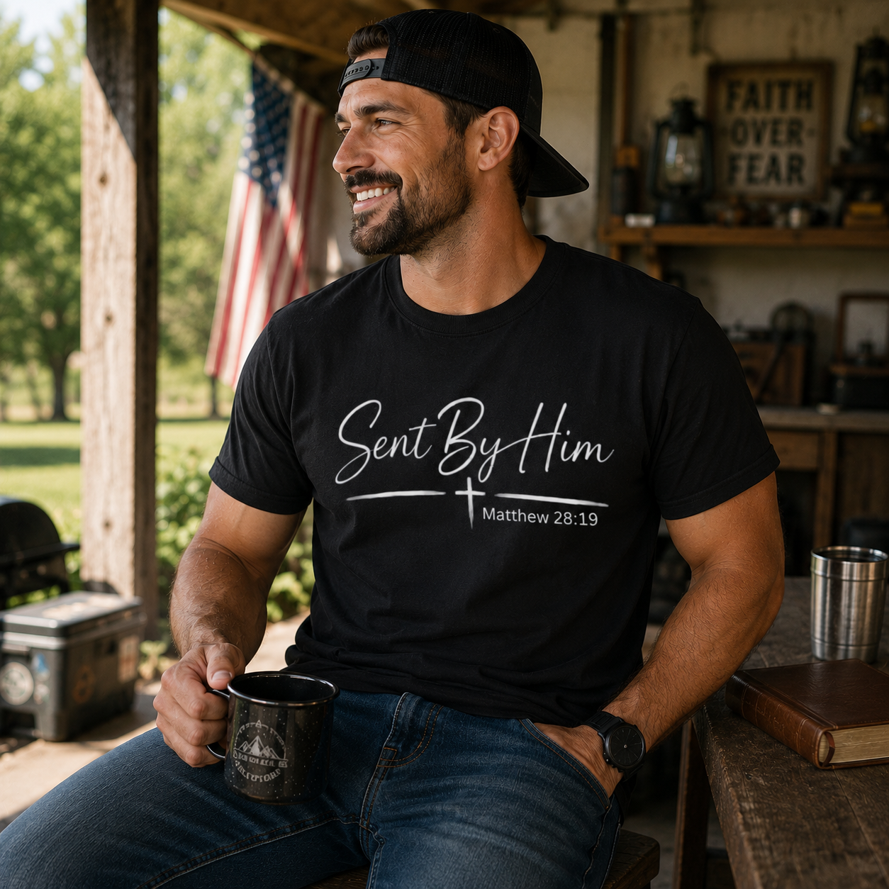 Sent By Him | Christian T-Shirt - W | Matthew 28:19